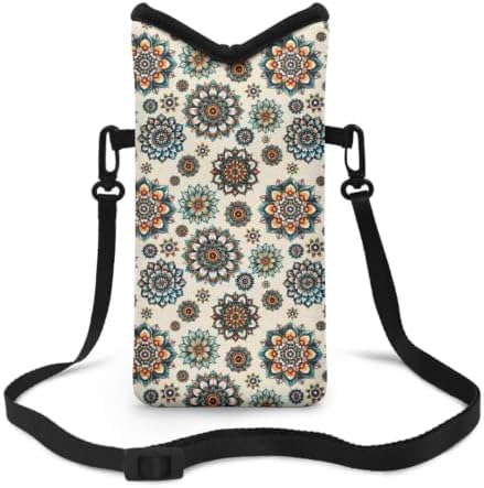 Waterproof Crossbody Phone Bag for Women Men Cellphone Purse Small Shoulder Handbags Travel Essentials for Smartphone, Cashes, Lipstick, Keys, 8'' x 4'', Beige Boho Flower by Garucesta