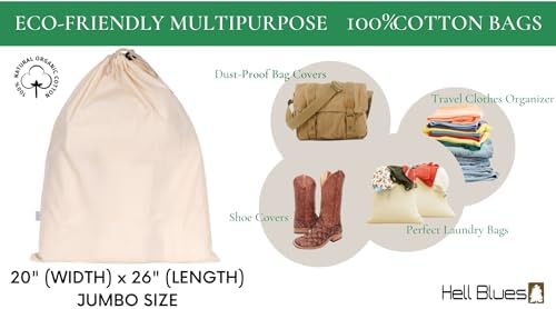 4-Pack Drawstring Dust Covers Large 100% Cotton 26" x 20" - Image 2