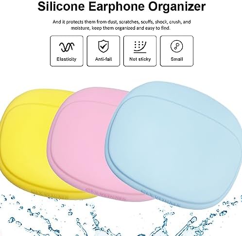Silicone Headphone Organizer - Data Cable Storage Case - Mini Key Box - Portable Wired Headset Storage Bag (Yellow-Pink-Blue-3PCS) - Image 3