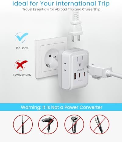 VINTAR 2 Pack European Travel Plug Adapter, PD 20W Type C Foldable Adaptor - Image 6