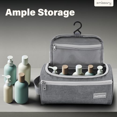 Pantheon Hanging Travel Toiletry Bag for Men, Dopp Kit - Gray - Image 4