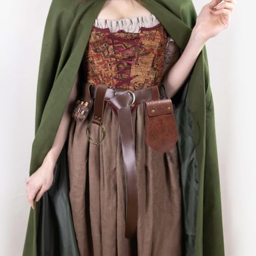 Leather Belt Pouch Medieval Vintage Renaissance Viking LARP Cosplay Costumes Drawstring Coin Purse Phone Holder Waist Bag (Half-Brown) - Image 4