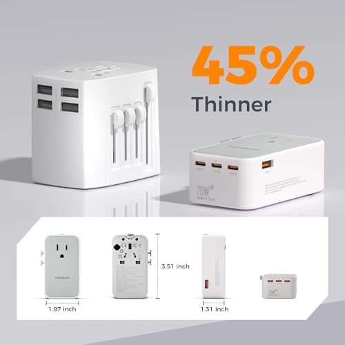 TESSAN Universal Travel Adapter 70W, Type C G A I - Image 5