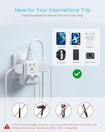 VINTAR Brazil Power Adapter 1 Pack, Foldable US to Brazil Travel Adaptor - Image 6
