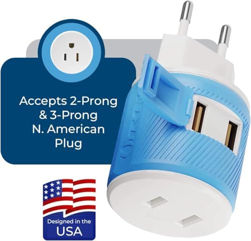OREI European Travel Plug Adapter with Dual USB - for Most of Europe - Type C (U2U-9C), Will Work with Cell Phones, Camera, Laptop, Tablets, iPad, iPhone and More - Image 4