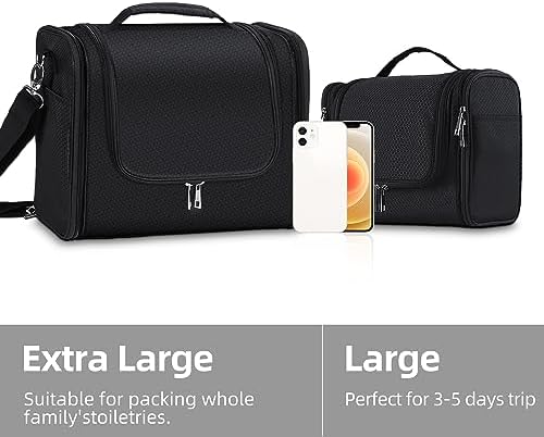 Buruis Extra Large Hanging Toiletry Bag for Women and Men, Black - Image 6