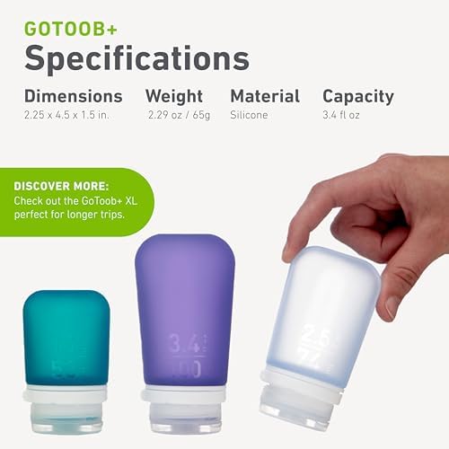 humangear GoToob+ 3-Pack, Large (3.4 fl oz), Clear/Red/Orange - Image 5