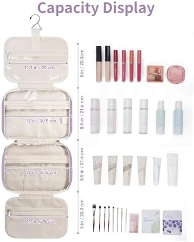 Narwey Travel Toiletry Bag for Women, Large Hanging Makeup Organizer Bag - Image 5