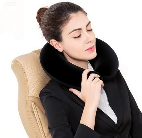 Travel Neck Pillow - 100% Memory Foam Support Pillow for Aiplanes Cars Home Use Office USC and Provides Neck Support (Black) - Image 3