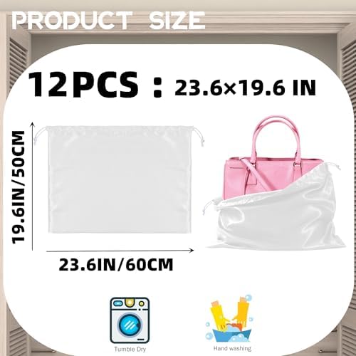 12 Pack Dust Bags For Handbags Travel Storage Pouch, Purse Dust Bags For Storage, Silk Dust Covers With Drawstring For Purse Shoes Boots - Image 6