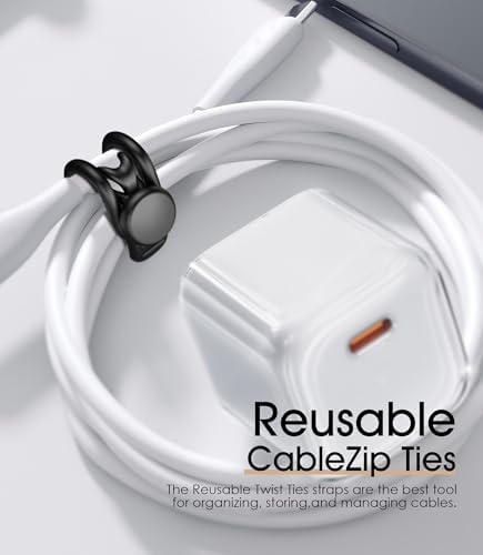 3 Inch Reusable Cable Ties, Silicone Cord Organizer, 20Pcs-Black - Image 6