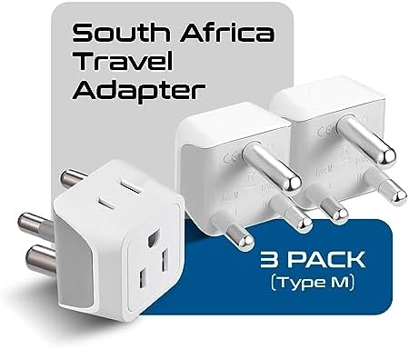 Ceptics South Africa, Namibia Travel Adapter Plug with Dual Usa Input - Type M - Ultra Compact - Safe Grounded Perfect for Cell Phones, Laptops, Camera Chargers and More 3 Pack (CT-10L) - Image 2