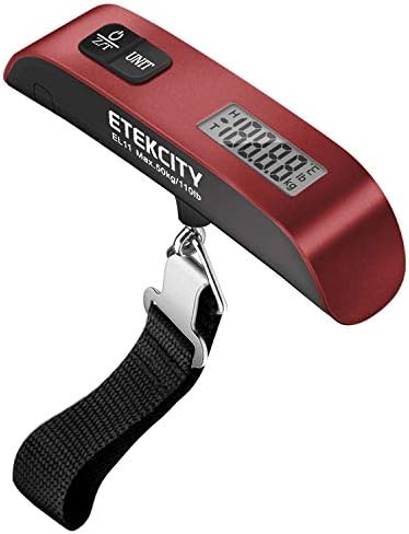 Etekcity Luggage Scale, Digital Weight Scales for Travel Accessories Essentials Suitcases , Portable Handheld Scale with Temperature Sensor, Rubber Paint, 110 Pounds, Battery Included by Etekcity