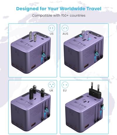 VINTAR GaN Universal Travel Adapter 75W, 6-in-1 with 3USB-C PD & 2USB-A QC - Image 3