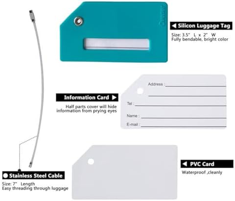 5Pack Silicone Luggage Tag with Name ID Card Perfect to Quickly Spot Luggage Suitcase by Ovener - Image 2