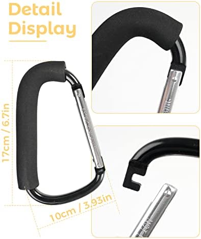 Stroller Hooks, 6.3" Large Stroller Clip, 2 Pack Stroller Hooks for Hanging Bags and Shopping, Stroller Accessories for Mommy, Large Carabiner - Image 4