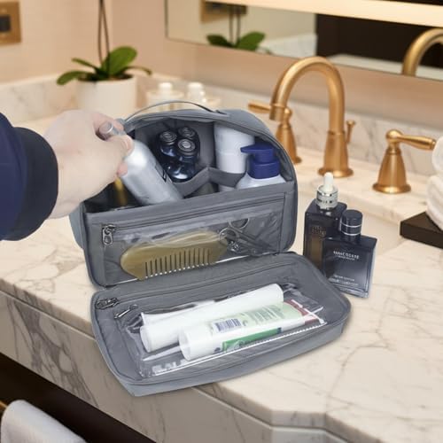 Hanging Toiletry Bag for Men, Toiletries Travel Kit with 360° Swivel Hook, Water-Resistant Nylon Dopp Kit,Shaving Bag with Clear Pockets Used for Trip,Daily or Gift,Graphite Gray - Image 6