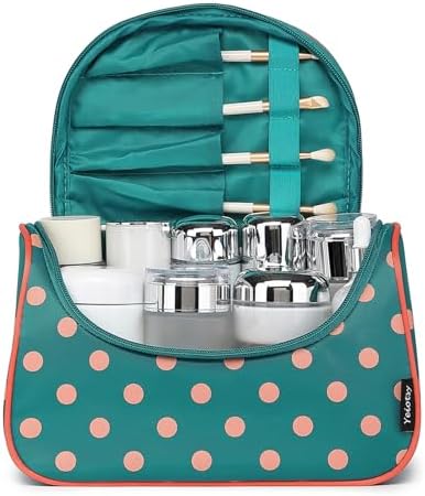 Yeiotsy Travel Cosmetic Bag for Women – Polka Dot Makeup Bag Organizer & Hanging Toiletry Bag - Image 2