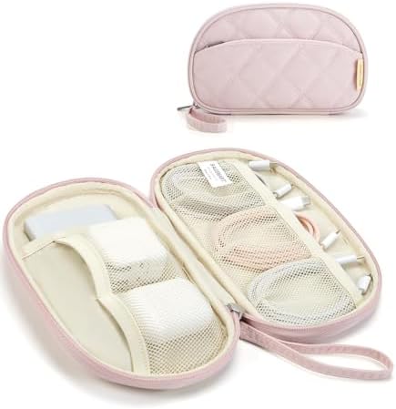 BAGSMART Cord Organizer Travel Cable Bag, Compact Tech Electronic Organizer Travel Case, Essentials for Charger, Cable, Phone, Flash drive - Pink by BAGSMART