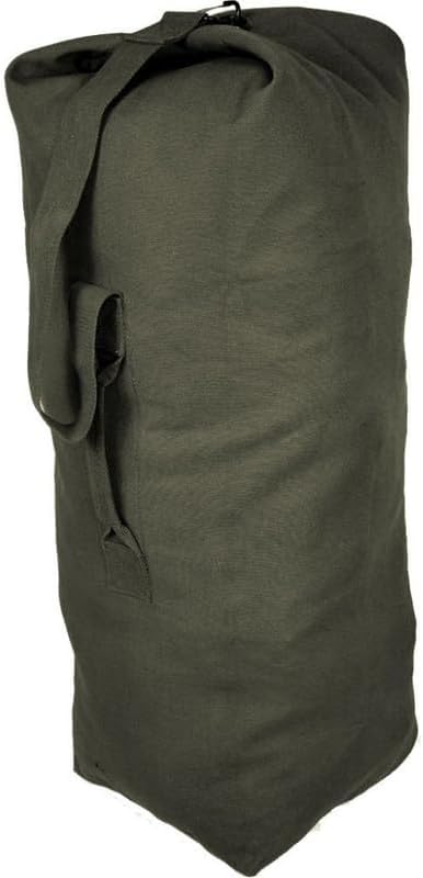 Top Load Heavyweight Cotton Canvas Tactical Military Duffle Bag Carryall Shoulder Storage Bulk Travel Bag, Olive Drab - 12" x 12" x 27"