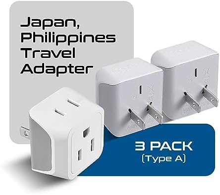 Japan, Philippines Travel Adapter Plug by Ceptics - USA 3 Pin Polarized to 2 Prong Unpolarized - Type A (3 Pack) - Dual Inputs - Ultra Compact - Perfect for Cell Phones, Tablet, Camera Chargers (CT-6) - Image 2