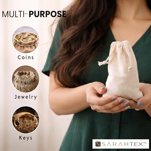 4" x 6" Premium 100% Cotton Drawstring Pouches, 24 Pack, 140 GSM Reusable Gift Sacks for Jewelry, Soap, Candles, Wedding & Party Favors, Small Storage Organizers, Eco-Friendly Packaging - Image 7