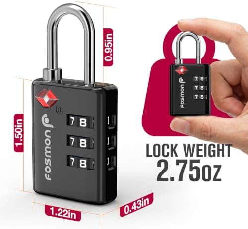 Fosmon TSA Approved Luggage Locks, 3 Digit Combination Padlock, 4 Pack - Image 2