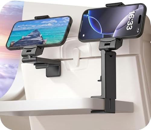 Perilogics Airplane Phone Holder Mount Universal in Flight Hands Free Viewing with Multi-Directional Dual 360 Degree Rotation (Black/Black) by Perilogics