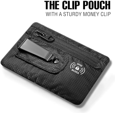 KOSMCCO RFID Blocking Clip Stash Pocket Travel Belt Wallet, Black, Medium - Image 4