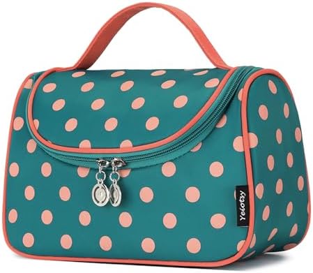 Yeiotsy Travel Cosmetic Bag for Women – Polka Dot Makeup Bag Organizer & Hanging Toiletry Bag by Yeiotsy