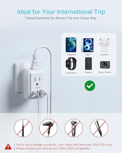 VINTAR 1 Pack European Travel Plug Adapter, Type C Foldable Plug to Europe - Image 6