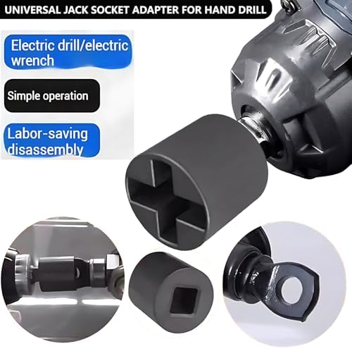 Universal Jack Socket Adapter for Hand Drill, Scissor Jack Drill Adapter for Car, with a 1/2 in Socket Adapter Bit - Image 7