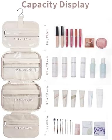 Narwey Travel Toiletry Bag for Women, Large Hanging Makeup Organizer Bag - Image 5