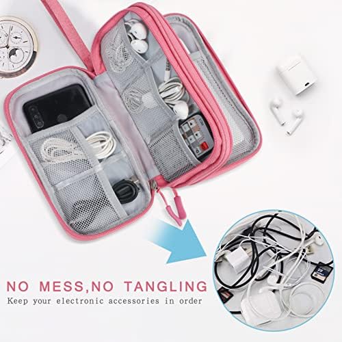 Skycase Electronic Organizer Travel Case - Waterproof Travel Cord Pouches for Organization, Cable Organizer, All-in-One Double Layers Storage Bag for Accessories, Charger, Cable, Pink - Medium - Image 2