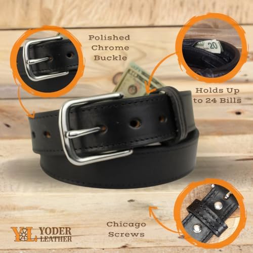 Hidden Money Belt for Travel for Men, Genuine Leather Belt with Hidden Zipper Pocket & Secret Storage - Image 3