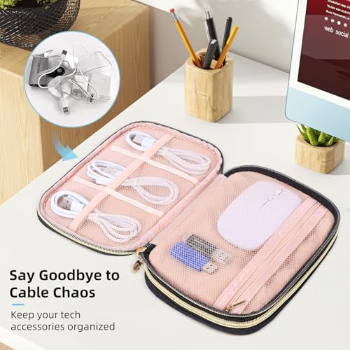 Electronics Organizer Travel Case, Charger Bag Cord Organizer Travel, Compact Tech Pouch Cable Organizer Bag for Charger, Cords, Phone, Headphones, Flash Drive, SD Card(Black, Small-Double Layer) - Image 5