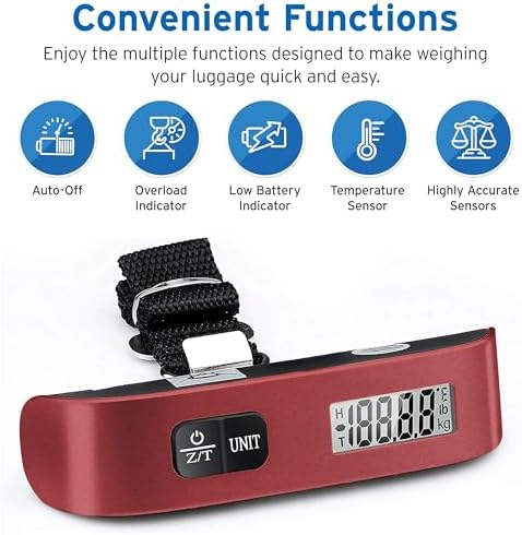 Etekcity Luggage Scale, Digital Weight Scales for Travel Accessories Essentials Suitcases , Portable Handheld Scale with Temperature Sensor, Rubber Paint, 110 Pounds, Battery Included - Image 2