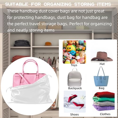 12 Pack Dust Bags For Handbags Travel Storage Pouch, Purse Dust Bags For Storage, Silk Dust Covers With Drawstring For Purse Shoes Boots - Image 5