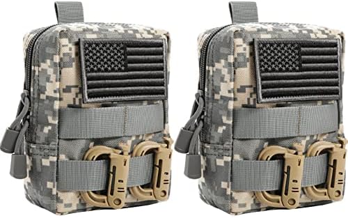 FRTKK 2 Pack Molle Pouches - Tactical Compact Water-Resistant EDC Pouch Bag Small Utility Pouch by FRTKK
