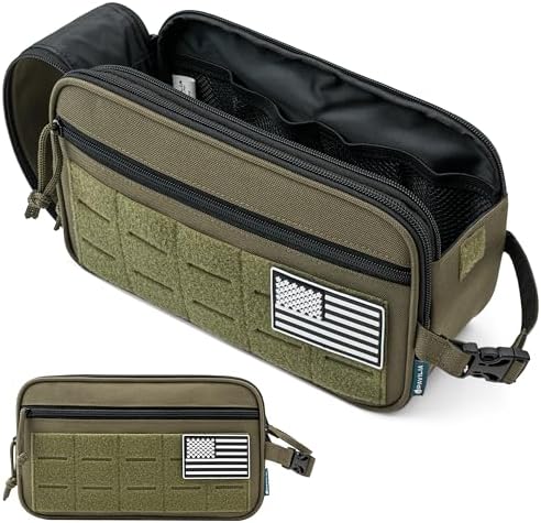 PAVILIA Tactical Toiletry Bag Men, Water Resistant Molle Military, Olive by PAVILIA