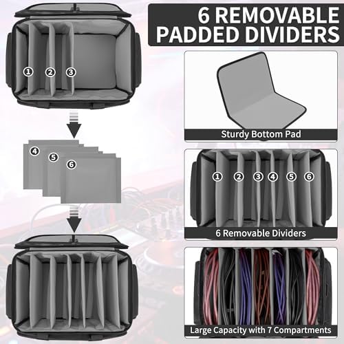 DJ Cable File Bag with 6 Adjustable Dividers Travel Gig Bag for Cables - Image 5