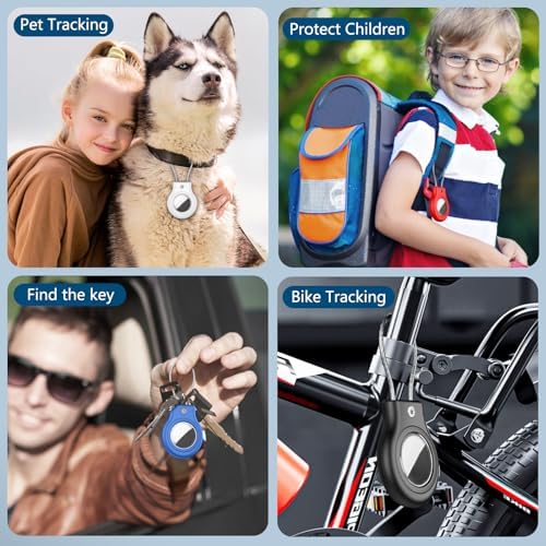 Waterproof Airtag Holder,4 Pack Airtag Case with Secure Lock,Airtags Keychain for Apple Air tag,Anti-Lost Protective Case Air tags Accessories for GPS Tracker Luggage,Bag,Key,Pet-Black/Blue/White/Red - Image 6