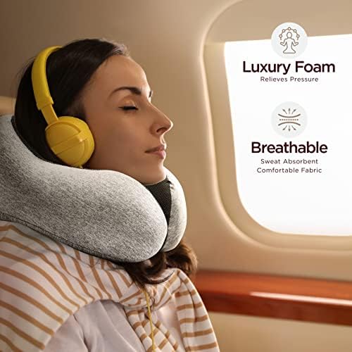 Homeify Airplane Travel Kit – Adjustable Memory Foam Airplane Neck Pillow with Phone Holder, Eye Mask, Foot Hammock, and Earplugs – 6 Piece Plane Travel Essentials for Long Flights - Image 4