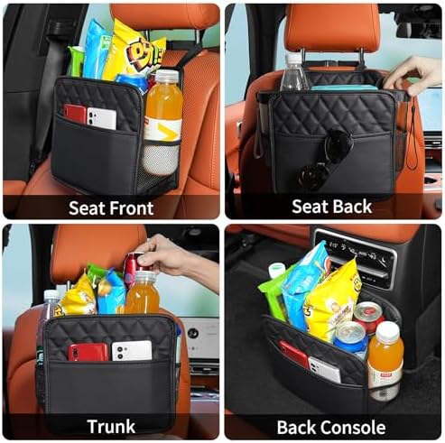 FrgKbTm Car Seat Back Organizer, Waterproof Car Backseat Organizer with Cup Holders Large Capacity Hanging Car Storage Bag for Phones Documents Cups Bottle Travel Compatible with Most Vehicles - Image 3