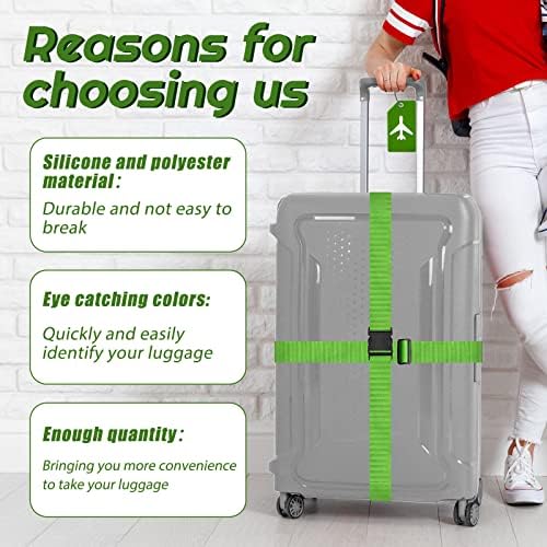 Weewooday 8 Pcs Luggage Straps Tag Set, Green, Airplane - Image 4