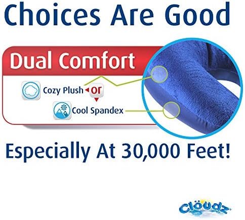 Cloudz Dual Comfort Microbead Airplane Travel Neck Pillow. Soft Cozy Plush Fabric on One Side, Cool Relaxing Spandex on The Other! Customize Your Comfort and Support at Home or On The Go! Bright Pink - Image 4