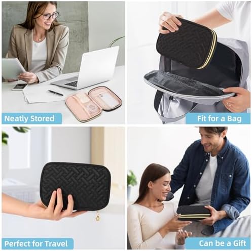 Electronics Organizer Travel Case, Charger Bag Cord Organizer Travel, Compact Tech Pouch Cable Organizer Bag for Charger, Cords, Phone, Headphones, Flash Drive, SD Card(Black, Small-Double Layer) - Image 6
