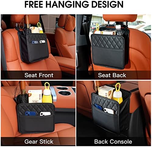 FrgKbTm 2Pack Car Seat Back Hanging Bag Car Document Holder Multi-Pocket Bottle Bag Storage Waterproof Pu Leather Box Organizer Travel Tidy Pouch Pocket Kids - Image 4