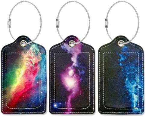 Soft Leather Luggage Tag, Privacy Flip Cover, Wear-Resistant & Waterproof, Adjustable Buckle, Travel Essential, Simple & Versatile (Starry Sky) by Unknown