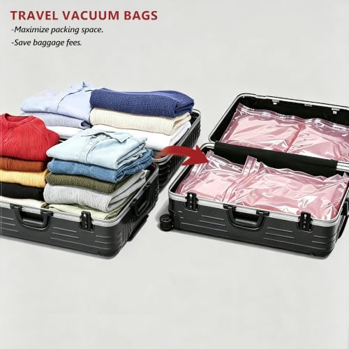Travel Vacuum Bags for Clothing with Cordless Pump 36 Combo, Pink - Image 2